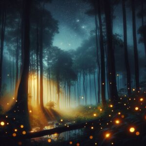 夜の森林の画像